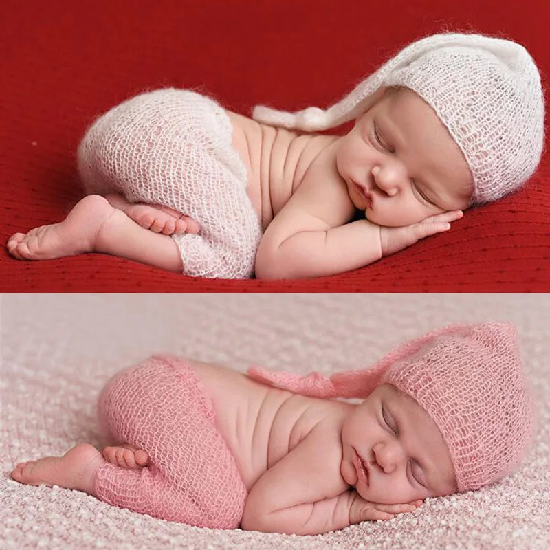 Moher Newborn Baby Foto Rekvizitov, Kostumov Skp/Klobuk+Hlače 2pcs Nastavite Bebe Fant Dekle Pletene Fotografija Dodatki za Oblačila