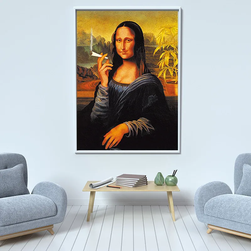Mona Lisa Kajenje Platno Plakatov in Fotografij Da Vinci Znanih Platno Slikarstvo Otroci Soba Doma Stenski Dekor