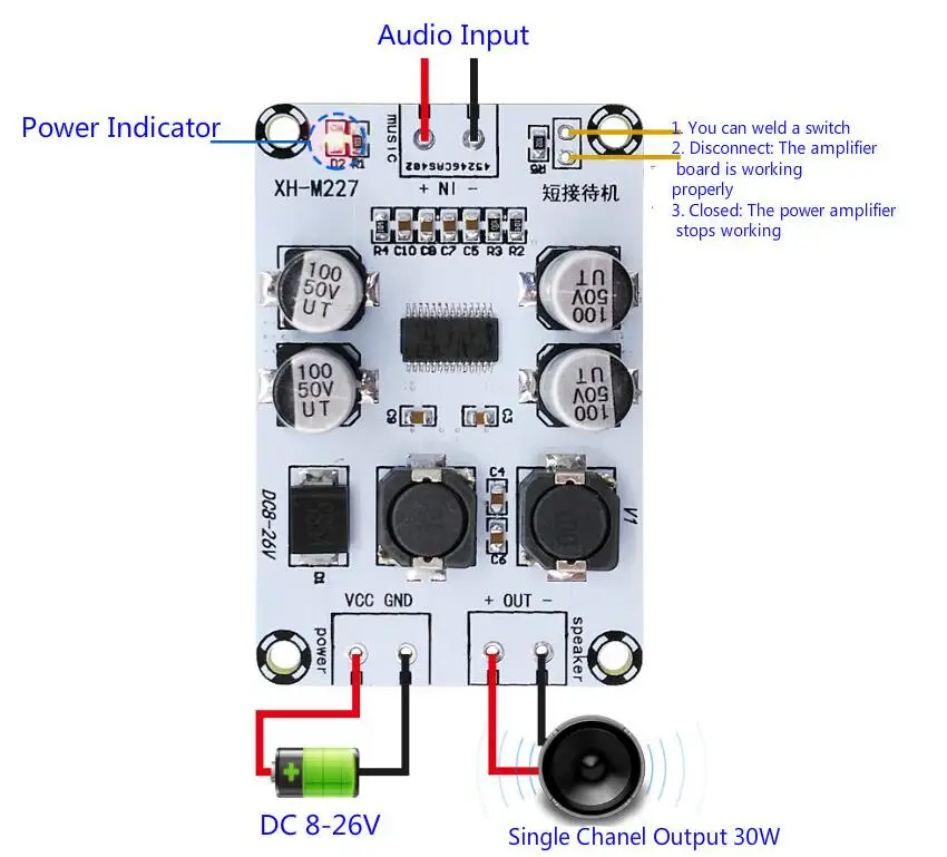 Mono Zvok Digitalni Ojačevalnik Odbor TPA3110D2 PBTL Most Močjo 30W Amplificador