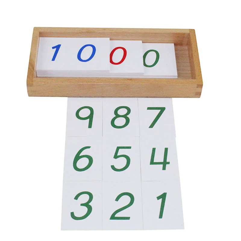 Montessori Baby Začetku Izobraževalne Igrače za Predšolsko učni Pripomočki Mala PVC Število Kartic S Box (1-9000)