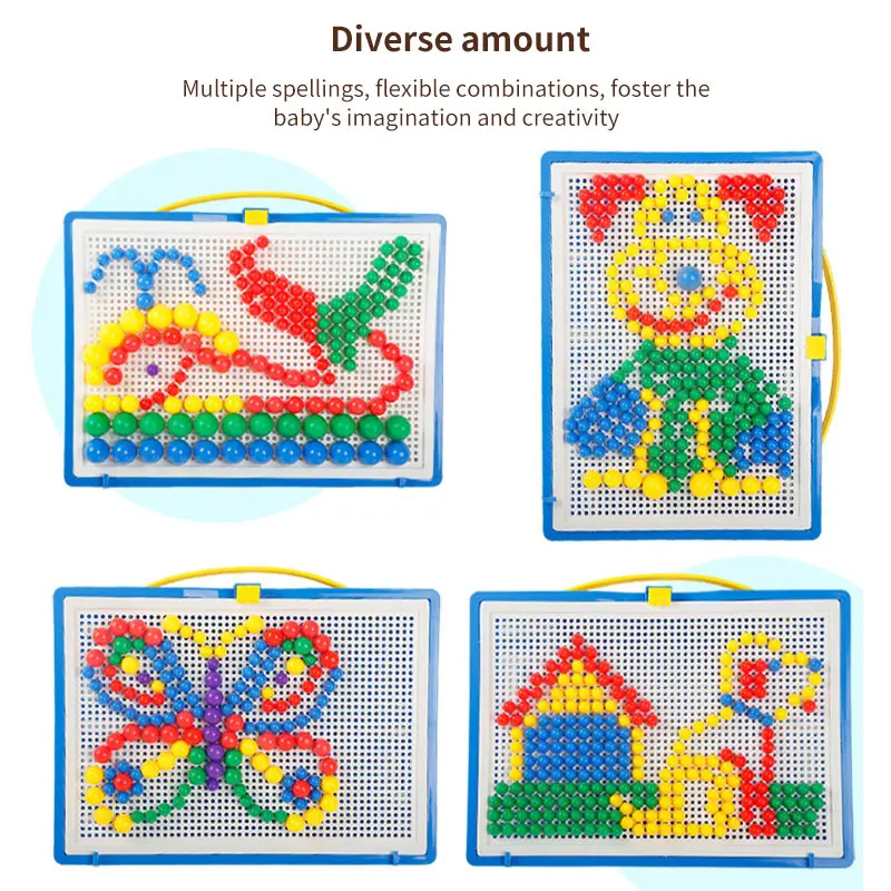 Montessori Igrače 296 Kos/Set Zrn Gob Nohtov Kroglicami 3d Puzzle Igre Jigsaw Odbora Za Otroke, Otroci Izobraževalne Igrače
