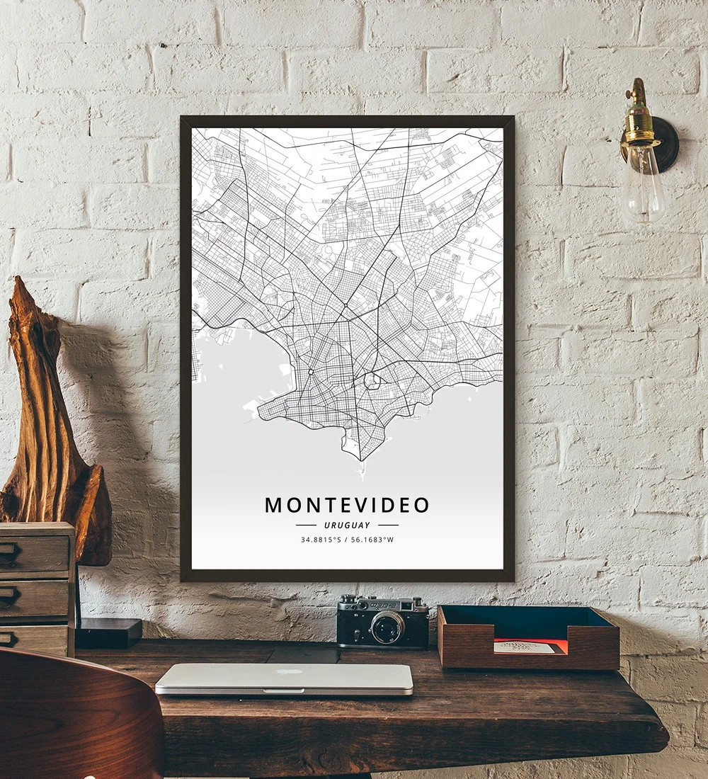 Montevidea Trinidad Urugvaj Zemljevid Plakat