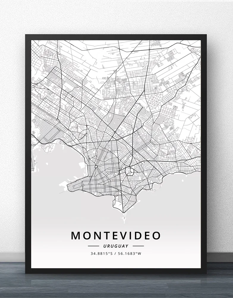 Montevidea Trinidad Urugvaj Zemljevid Plakat
