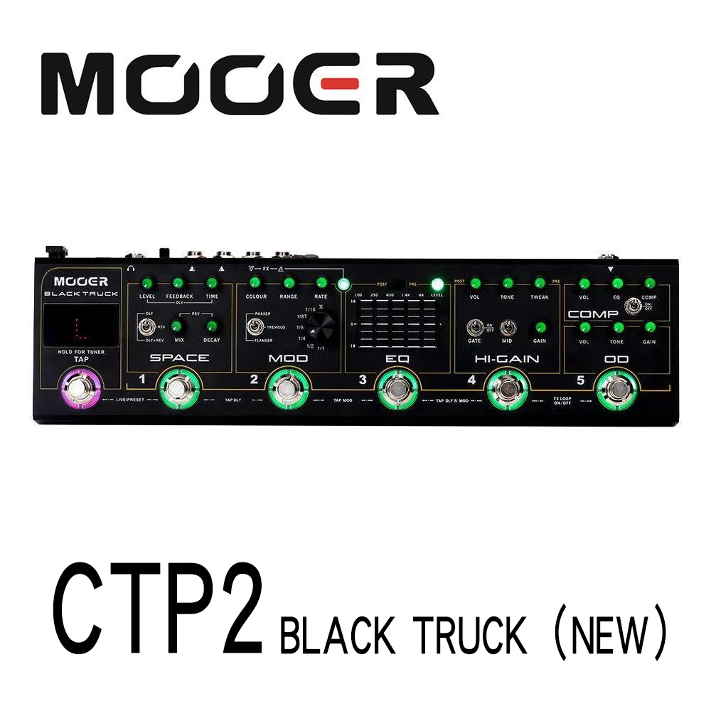 MOOER CPT2 BLACK TOVORNJAK Kitara pedal 6 učinki pedala, ki je vgrajen v 1 preprost enoto Vgrajeno v natančnosti kitara tuner Stereo izhodov