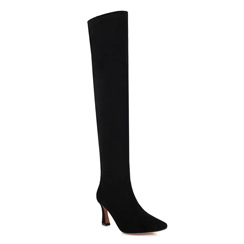 MORAZORA 2020 Velika velikost 34-48 ženske čevlji modni kvadratni toe visokih petah dame čevlji zimski črne marelice nad kolena čevlji