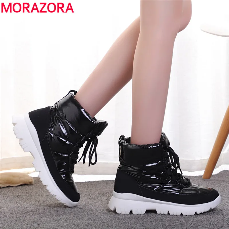 MORAZORA Plus velikost 36-41New Zimski škornji ženske čevlje čipke debel krzno platforma čevlji nepremočljiva škornji ženske snow škornji