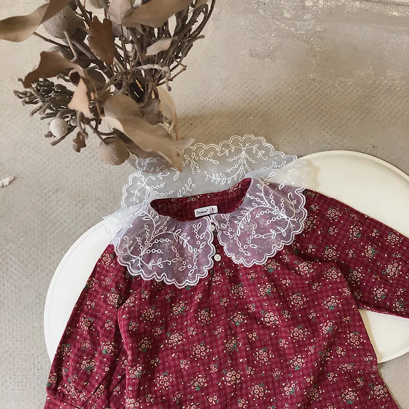 Mori Dekle, A Linija Obleke Princ Otroci beloprsi Singl Obleko Jeseni Očesa Ovratnik Cvetlični Obleke za Otroke Dekle Otroci Oblačila