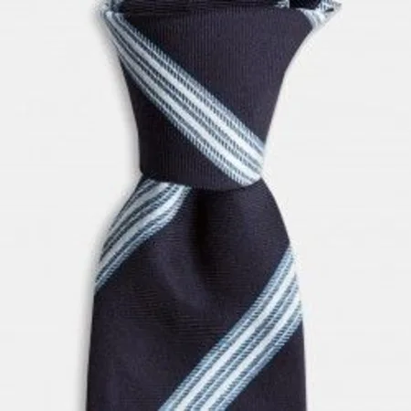 Mornarsko modra belo črtasto svileno kravato 67825670