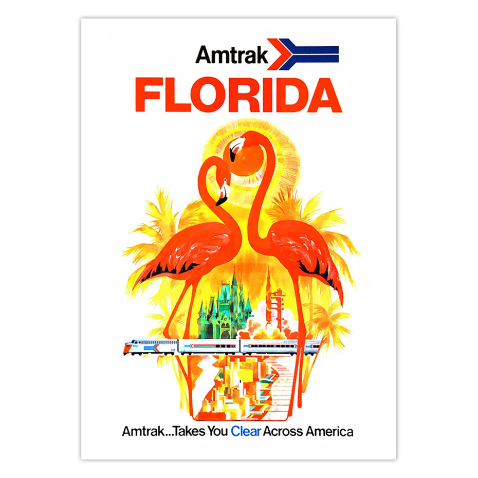 Mossant Klobuki Amtrak Florida Columbia Izposoja A. Viktorsons Cigaretni Papir Letnik Francoščina Oglaševanje Plakat Potovanja Plakat Umetnosti