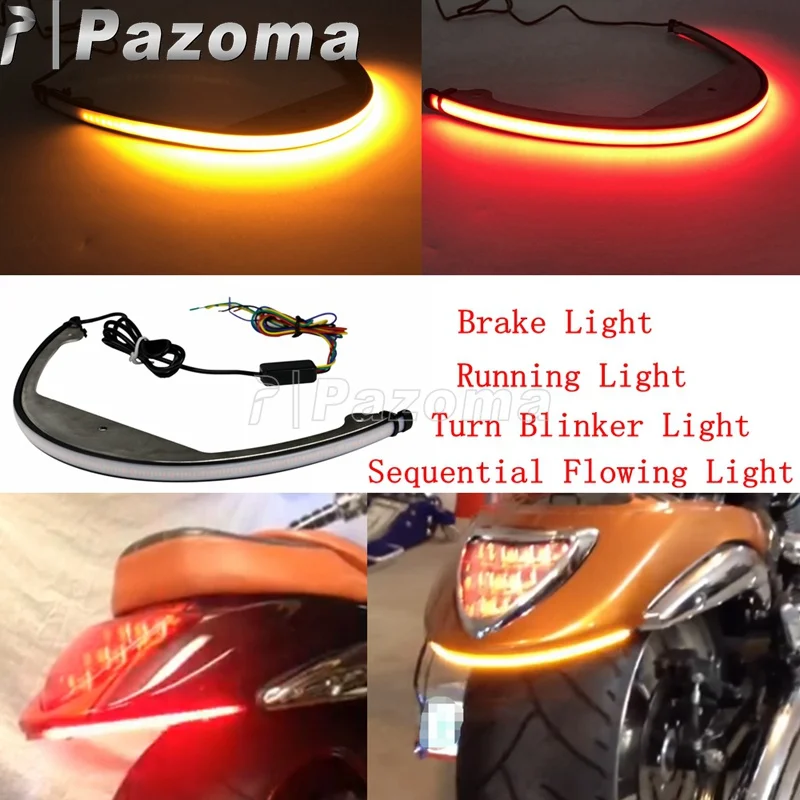 Motocikel Rdeče Oranžna dioda LED Zaporedno Teče Zadnji Zavoj Zavorna Luč Fender Eliminator Komplet za Suzuki Boulevard M109R M90 2006-2018