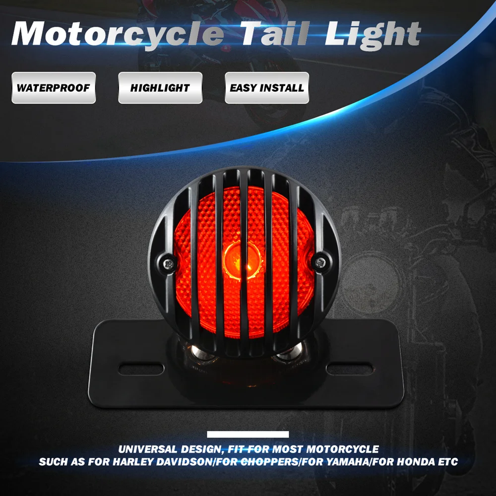 Motofans Črni Krog Kovinski Motocikel Rep Zavorna Luč za Harley Plovec Chopper po Meri aprila IA Mana
