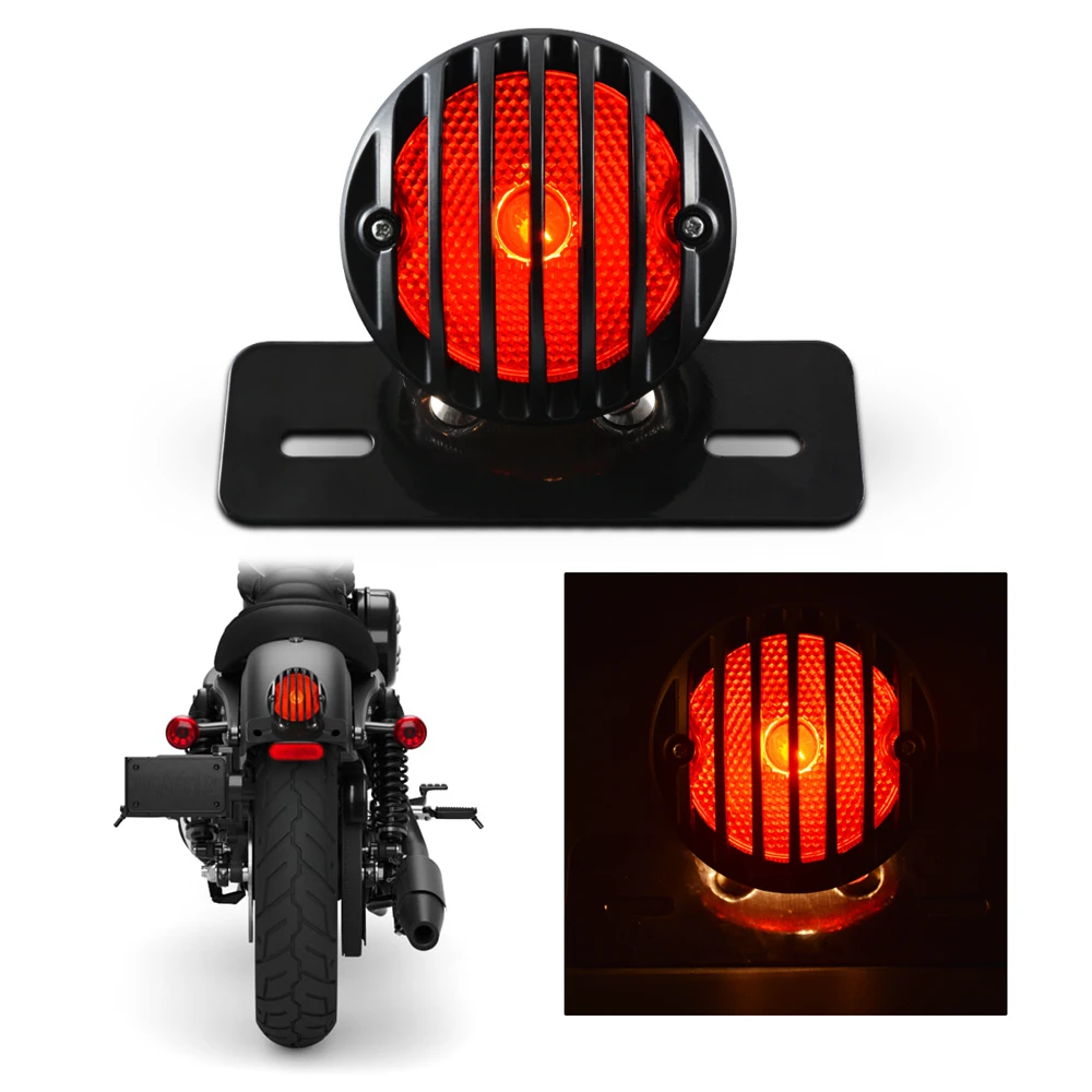Motofans Črni Krog Kovinski Motocikel Rep Zavorna Luč za Harley Plovec Chopper po Meri aprila IA Mana