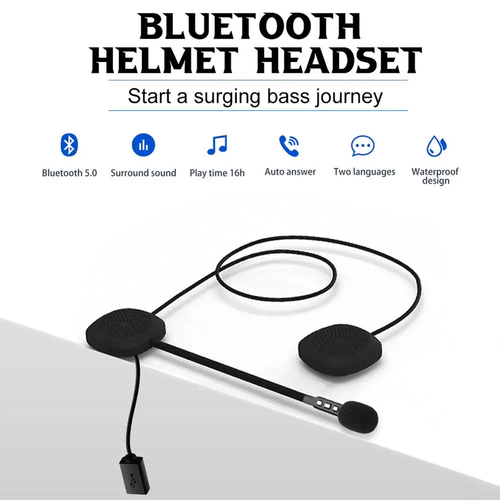 Motoristična Čelada Bluetooth Slušalke Nepremočljiva Jahanje Slušalke z Mikrofonom 16 Ur Glasbe Čas
