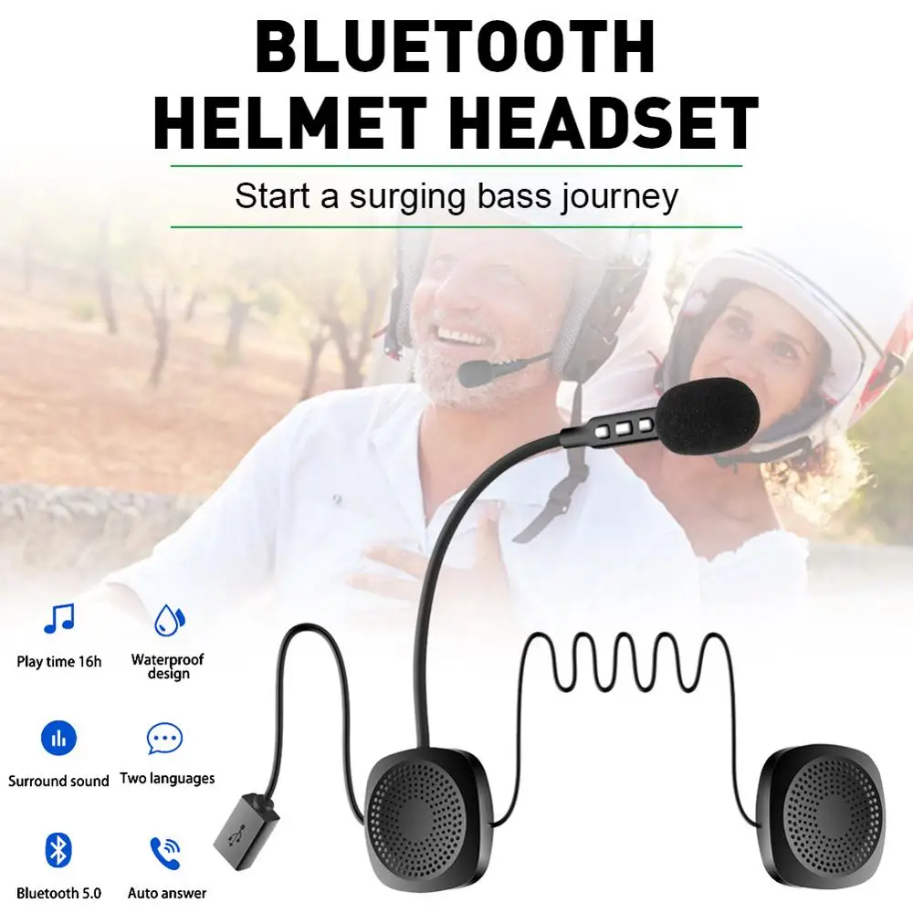 Motoristična Čelada Bluetooth Slušalke Nepremočljiva Jahanje Slušalke z Mikrofonom 16 Ur Glasbe Čas