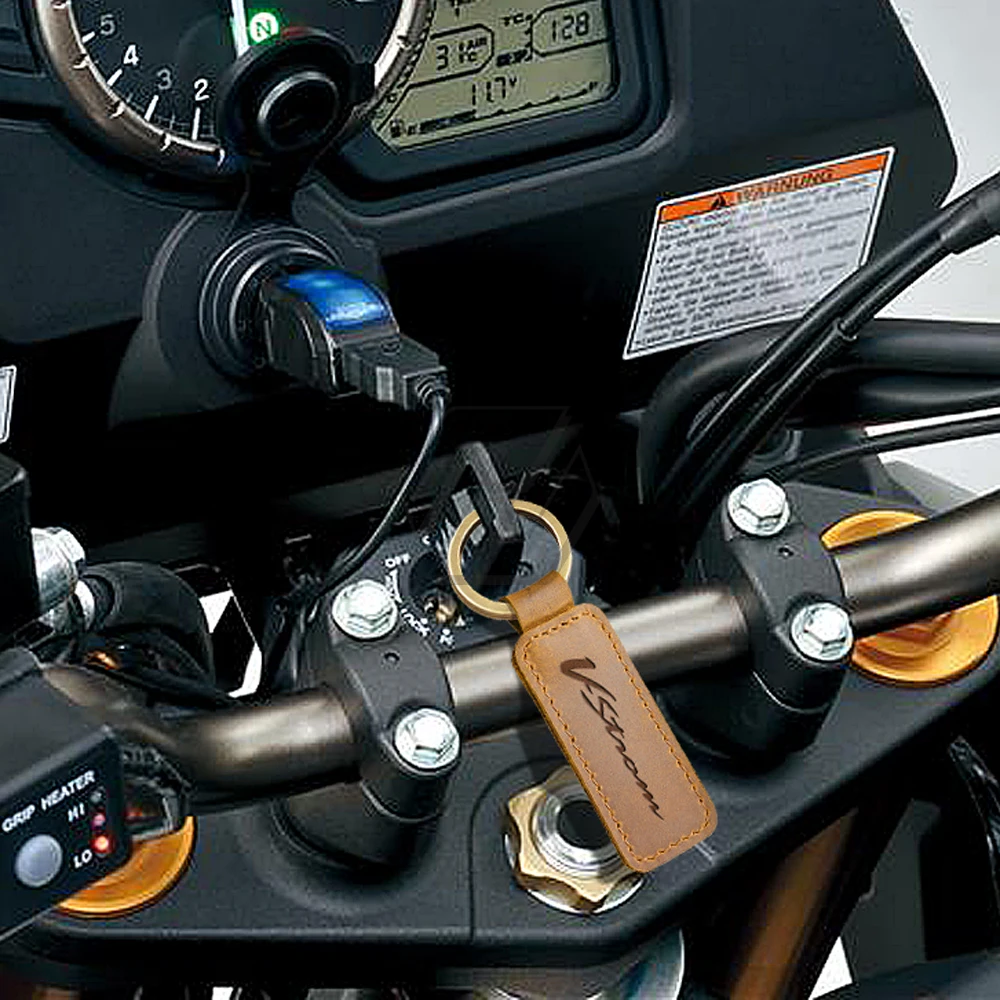 Motorno kolo Cowhide Keychain Key Ring Primeru za Suzuki V-Strom 250 650 1000 1000XT