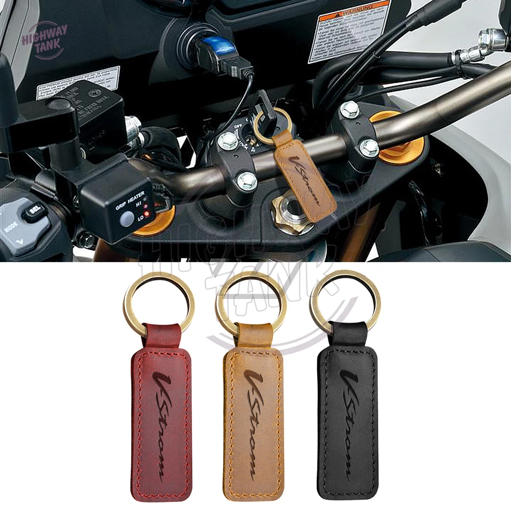 Motorno kolo Cowhide Keychain Key Ring Primeru za Suzuki V-Strom 250 650 1000 1000XT