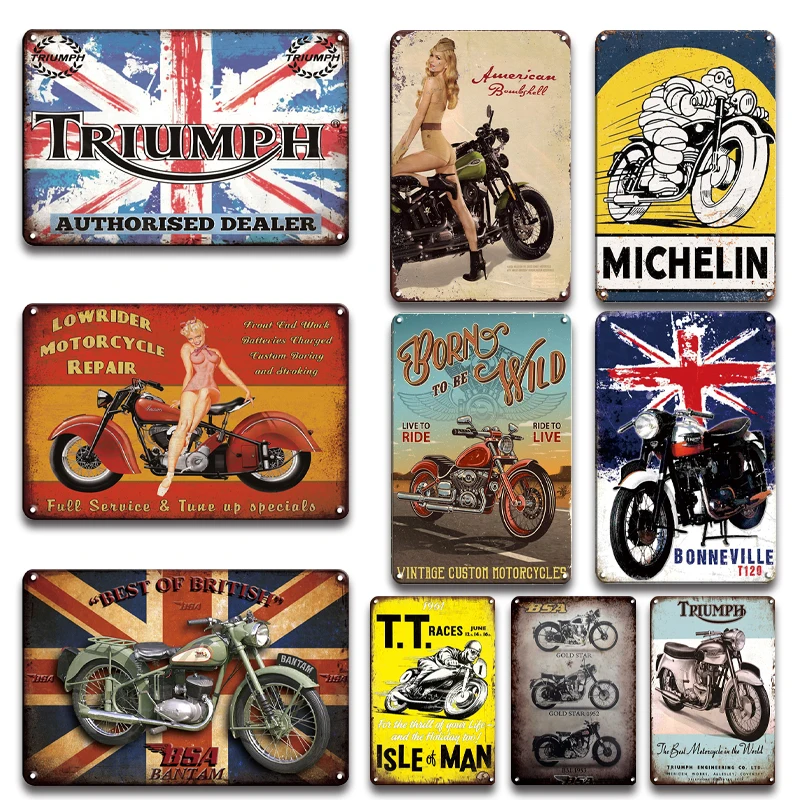 Motorno Kolo Triumph Z Britansko Zastavo Kovinskih Logotip Kovin Barvanje Prijavite Letnik Motocikel Tin Znaki Stenske Nalepke Umetnosti Doma Dekor