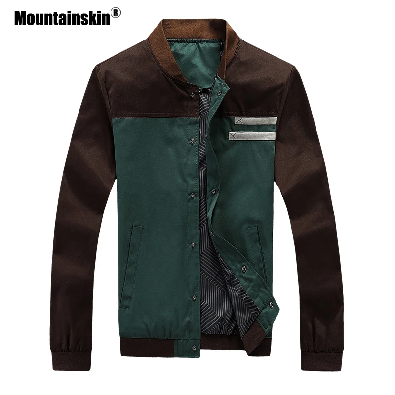 Mountainskin 4XL Nove Moške Jakne Jeseni Vojaške Moški Plašči Moda Slim Priložnostne Jopiči, Moški Vrhnja oblačila Baseball Enotno SA461