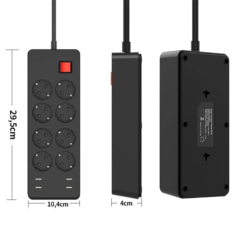 Moč Trakovi Električno Vtičnico 4 USB Adapter za Polnilnik 8 Vtičnico Prenapetostna Zaščita Stikalo za Domače Vtičnice EU Plug