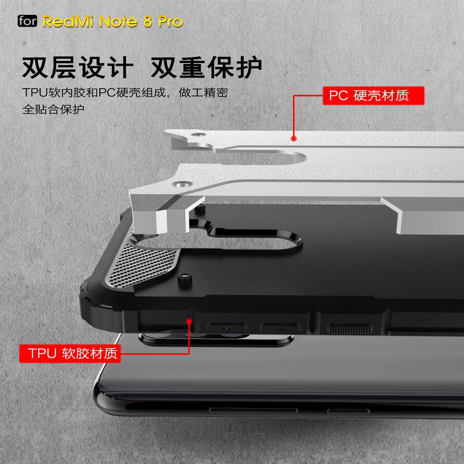 Močan Hibrid, Težka Shockproof Oklep Telefon Nazaj Primeru Za Xiaomi CC9 Mi9 Mi8 Mix2S Redmi K20 Pro S2 S5 Plus 6A Opomba 8 7 5A Pokrov