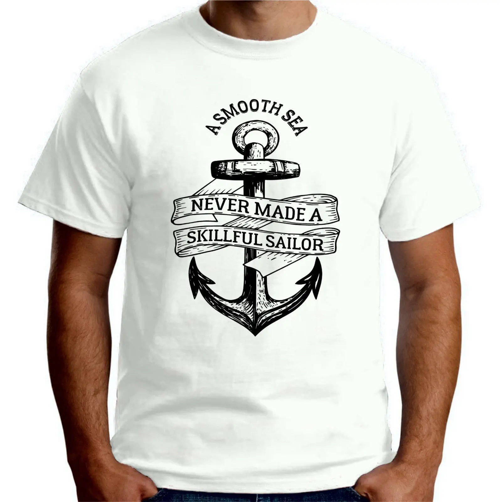 Moška T-Shirt 2019 Najnovejše Mens Premium T Shirt Gladko Morje Spretno Mornar Sidro Sailer Znanja Majica