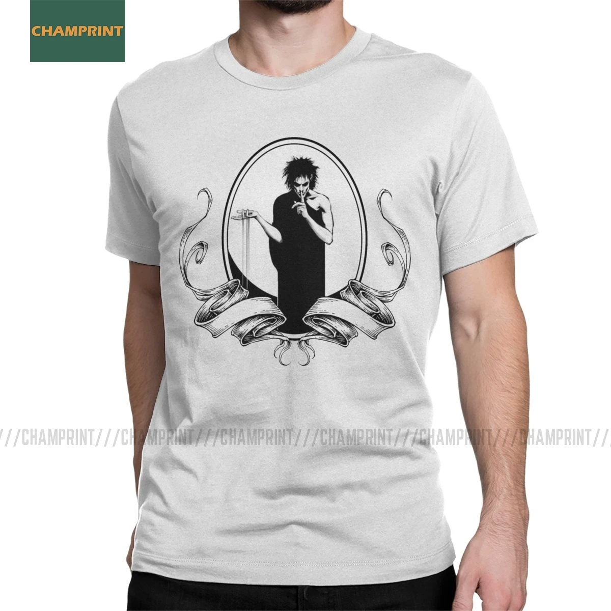 Moška T-Shirt Sanje Sandman Smešno Čistega Bombaža Tee Majica Kratek Rokav Smrti Vrtoglavica Gaiman Morpheus Stripe Majica s kratkimi rokavi O Vratu
