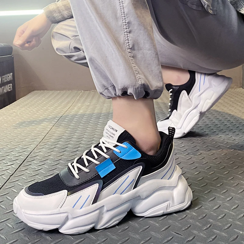 Moške barvno ujemanje čevlji usnjeni čipke-up superge non-zdrsa so odporni na obrabo, priložnostne čevlji Zapatos Hombre Sapatos na prostem