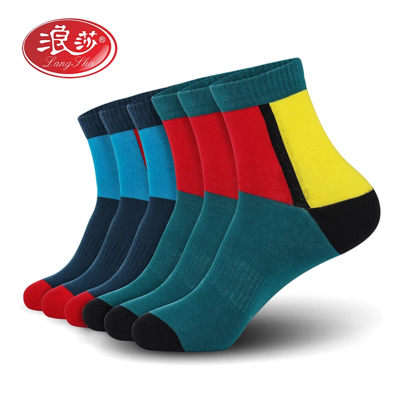 Moške bombažne nogavice blagovne znamke človek šport pisane nogavice moške nogavice (6pairs/veliko) Plus velikost (EU 39-46) (NAM 7.0-12.0) 6pais/veliko Langsha