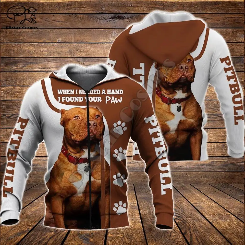 Moške Spolne pitbull limited edition 3d pes tiskanja zadrgo hoodie dolg rokav Jopice jakno, trenirko puloverju