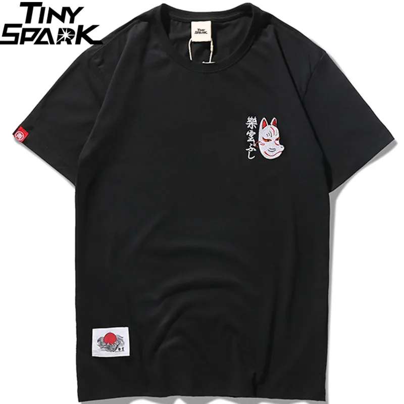 Moški Harajuku T Shirt Japonski Ninja Mačka Lobanje Tshirt Hip Hop Ulične Ukiyoe Vezenje Na Majice 2020 Poletje Bombaž Vrhovi Tees