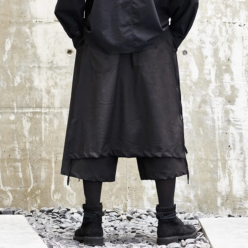 Moški Japonskem Slogu Kimono Hlace Moški Modni Priložnostne Harem Hlače Fazi Obrabe Širok Noge Krilo, Hlače Punk Hip Hop Obleke Kostumi