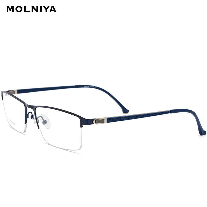 Moški Kvadratnih Titanove Zlitine Okvir Očal Moških 2019 Novi Luči Recept Očala Pol Kratkovidnost Optičnih Slik Brezvijačno Očala
