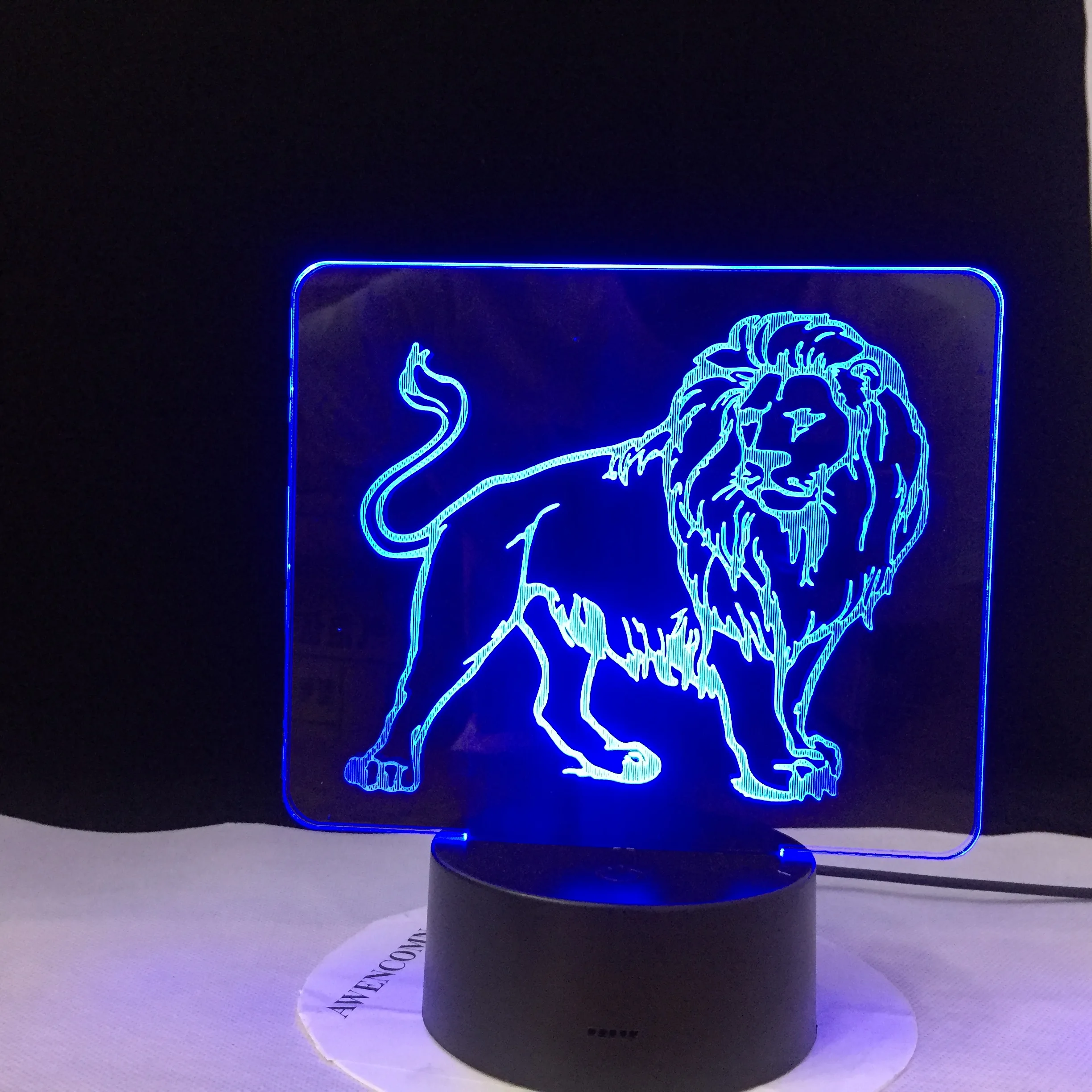 Moški Lev Slika Pisane 3D LED Vision Noč Svetlobe Touchment Nadzor Barvni 3D Noč Svetilke Namizna Luč Doma Dekor Dropshipping
