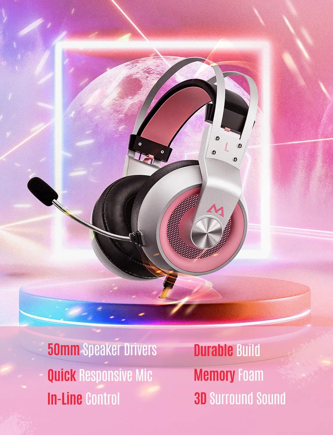 Mpow EG3 Pro Nad Uho 3D Prostorski Zvok Gaming Slušalke izničevanja Šuma DJ Bar Slušalke Z LED Luči 3.5 mm Audio Kabel