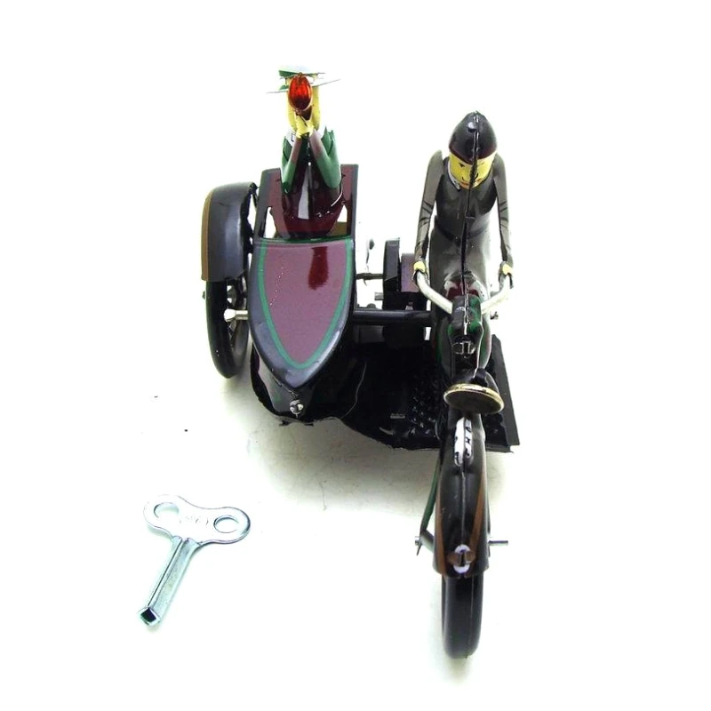 MS804 motorno kolo s Potnikov v stransko prikolico Retro Ura Veter Tin Toy w/Box Igrače Zbiranje Doma Toy Model Hobi Avto Darilo