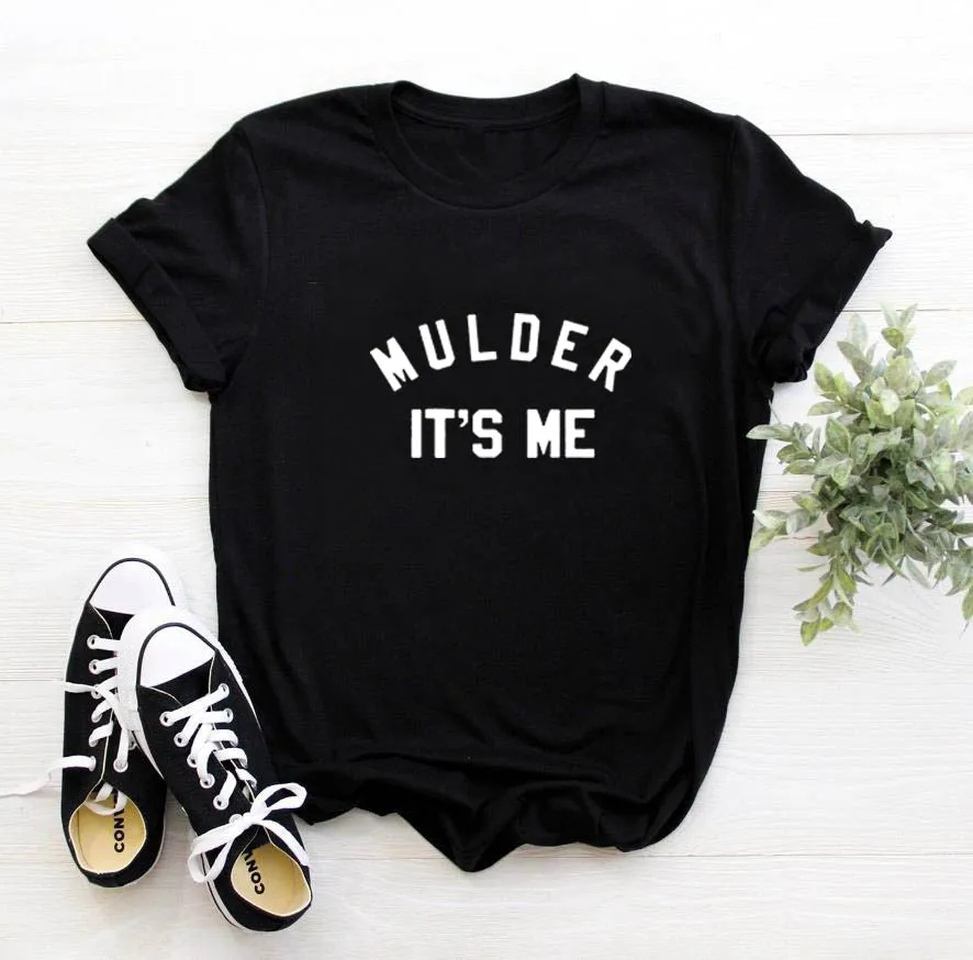 Mulder je Me Tiskanja Poletje majica s kratkimi rokavi Ženske O-vratu Bombaža, Kratek Rokav Moda Smešne Majice s kratkimi rokavi Ženske Svoboden T-shirt Femme