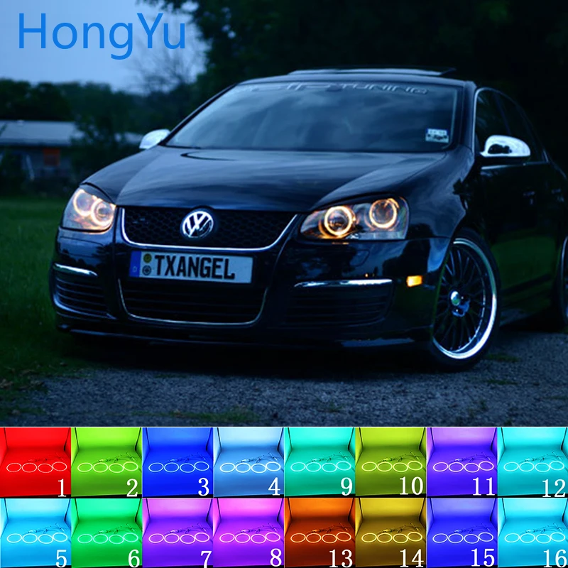 Multi-barvni RGB LED Angel Eyes Halo Obroč Oči DRL RF Odd. za VOLKSWAGEN VW golf 5 Zajec Jetta R32 V mk5 2004-2009 Dodatki
