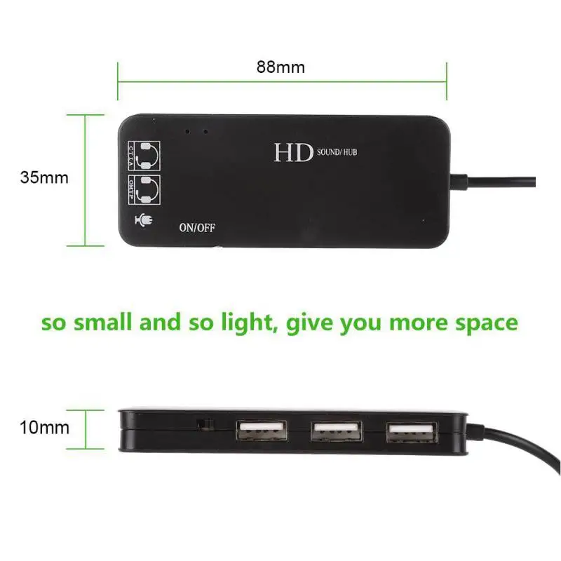 Multi-Funkcijski USB HUB + Enternal Stereo zvočna Kartica kartica z 3 Vrata USB 2.0 2 Micphone Jack 3.5 mm Slušalke Avdio AUX