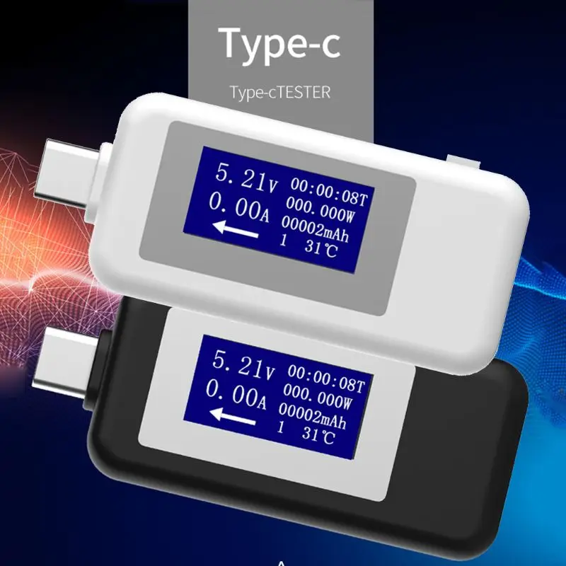 Multi-funkcijski USB Tester Tip C Digitalni LCD Trenutno Napetost Polnilnika Zmogljivosti Monitor Moč, Temperatura, Čas Meter Voltmeter