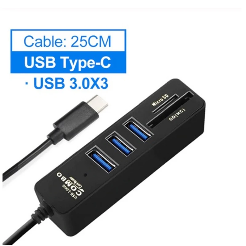 Multi USB Zvezdišče USB 3.0 C Zvezdišče USB Razdelilnik 3.0 Tip C Hub 3 Vrati USB-C Hab Z SD Card Reader, Vse V Enem Za Računalnik Prenosnik Dock