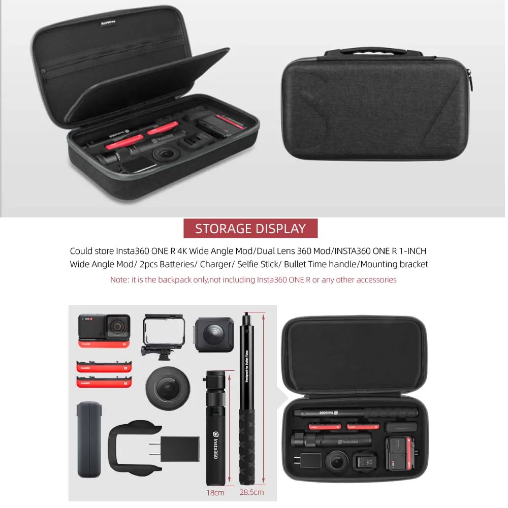 Multifunkcijski Kovček za Insta 360 ENEGA R Bullet Čas Selfie palico Prenosna torbica Vrečko z Zadrgo Očesa Vreče za INSTA360