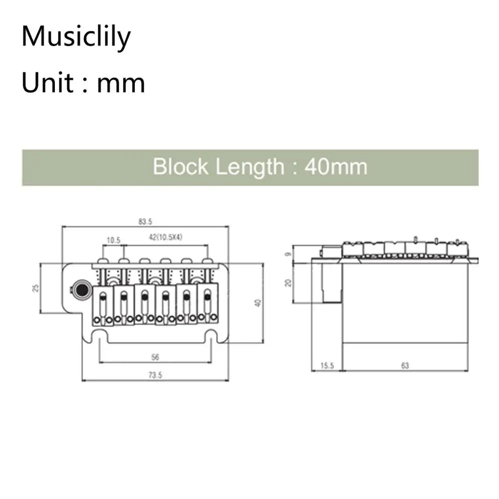 Musiclily Pro 52,5 mm Jeklo Sedla Celoten Blok 2-Stud Stil Kitara Tremolo Most za Ameriške Strat , google Chrome
