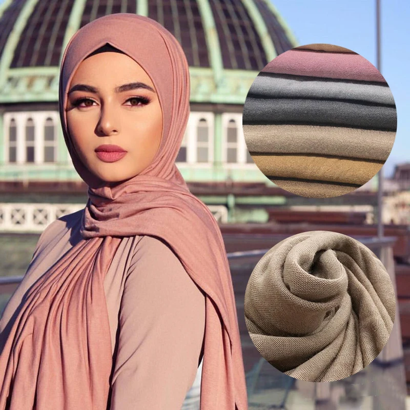 Muslimanske Ženske, Dekleta, Hidžab Šal Islamske Šali Obloge Jersey Tkanine Trdna Šali Navaden Slog, 60*170 cm Debelo