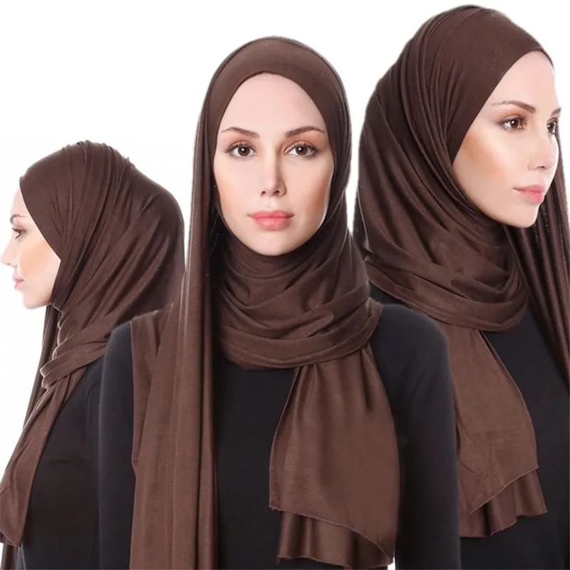 Muslimanske Ženske, Dekleta, Hidžab Šal Islamske Šali Obloge Jersey Tkanine Trdna Šali Navaden Slog, 60*170 cm Debelo