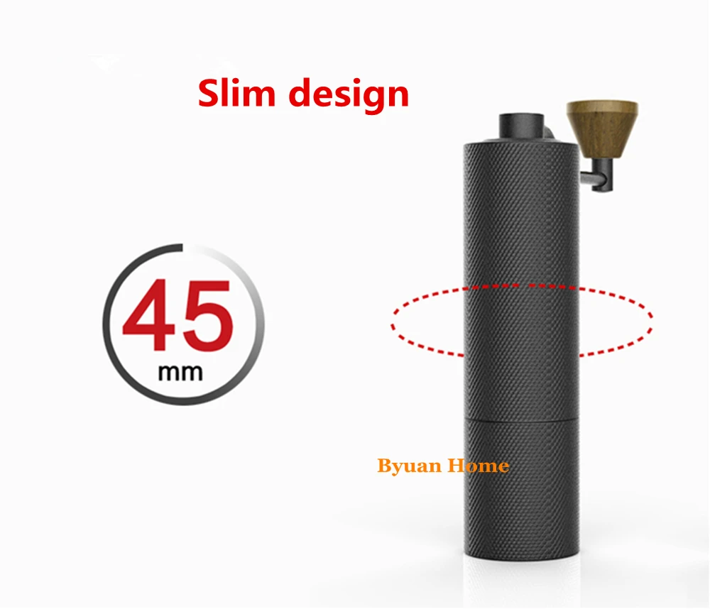MYM51 Zlata/Črna Slim Aluminij prenosni jekla za mletje jedro Visoke kakovosti ročaj načrta super priročnik za kavo mlin Dulex ležaj