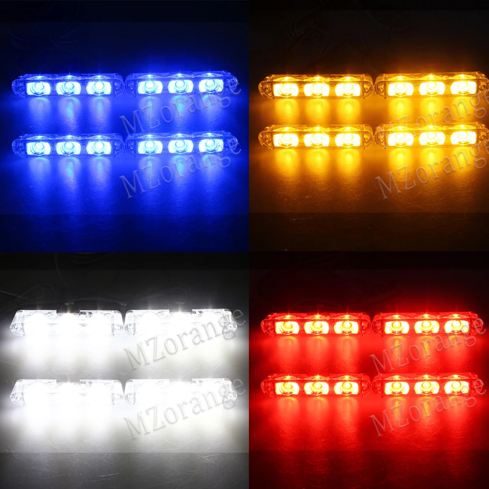 MZORANGE 4*3 LED Stroboskopske Luči Policija Sili Žar opozorilna Lučka 12V Avto, motorno kolo, Gasilec Ambulante Flasher LED Svetilka