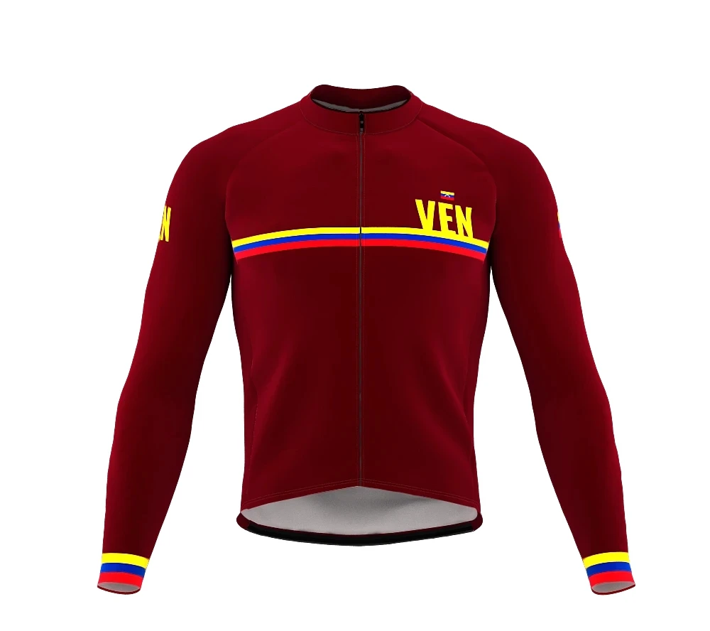 Na zimski Termalni Runo Moške Rdeče Venezuela Maillots Ciclismo Long Sleeve Kolesarjenje Jersey Srajce MTB Gorsko Kolo Vrhovi Oblačila