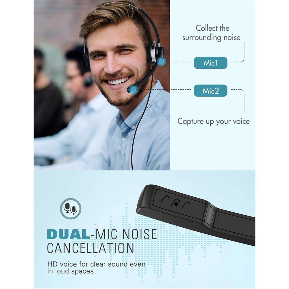 Nadgradili Mpow HC3 Bluetooth Slušalke V5.0 Brezžične Slušalke s Polnjenjem Znanja Dvojno šumov Mikrofon za Telefon, PC, Skype