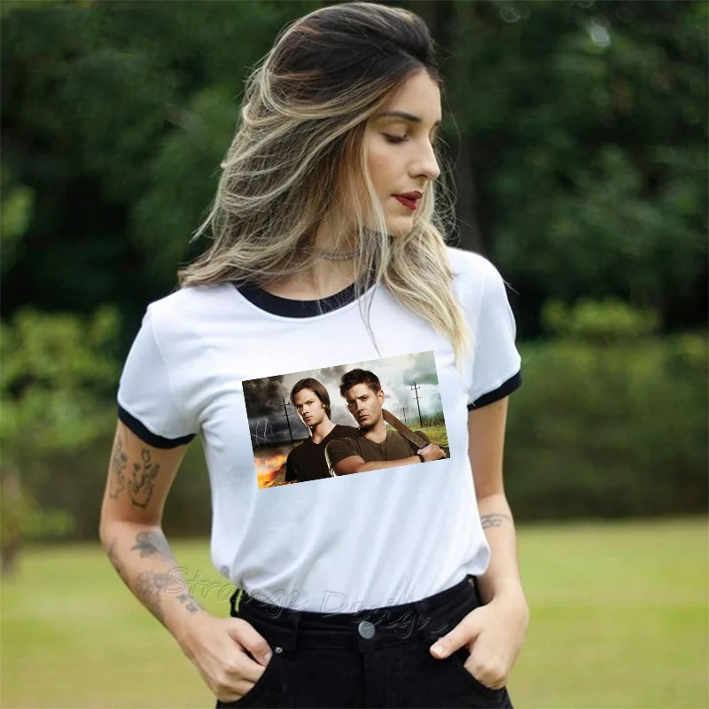 Nadnaravno Dean Winchester Sam Winchester Majica s kratkimi rokavi Ženske Hip Hop Tiskanja Tshirt Posadke Vratu t-shirt Kratek Rokav vrhovi harajuku