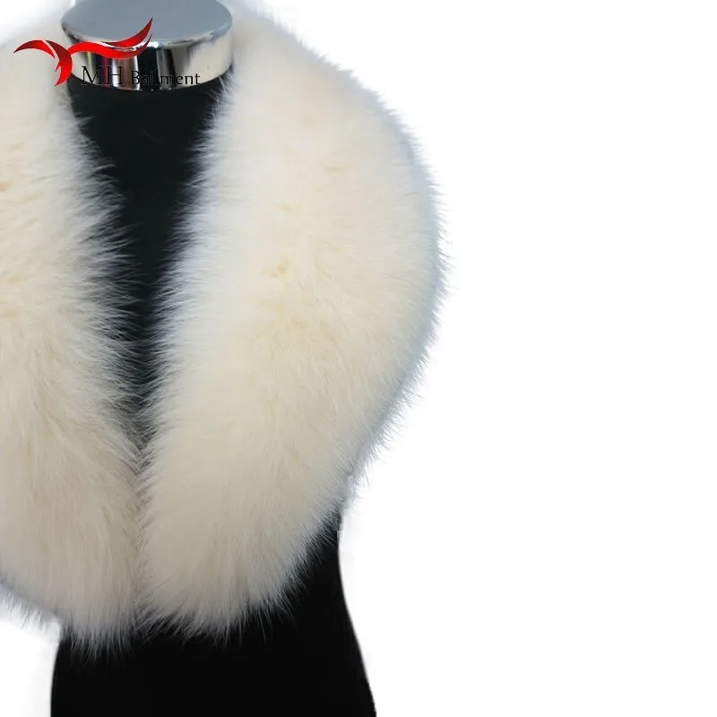 Najbolje prodajan žensk lisica krzno ovratnik moda toplo nositi šal pozimi nova velika velikost bež šal plašč, jakno, hlače z oprsnikom pravega krzna šal